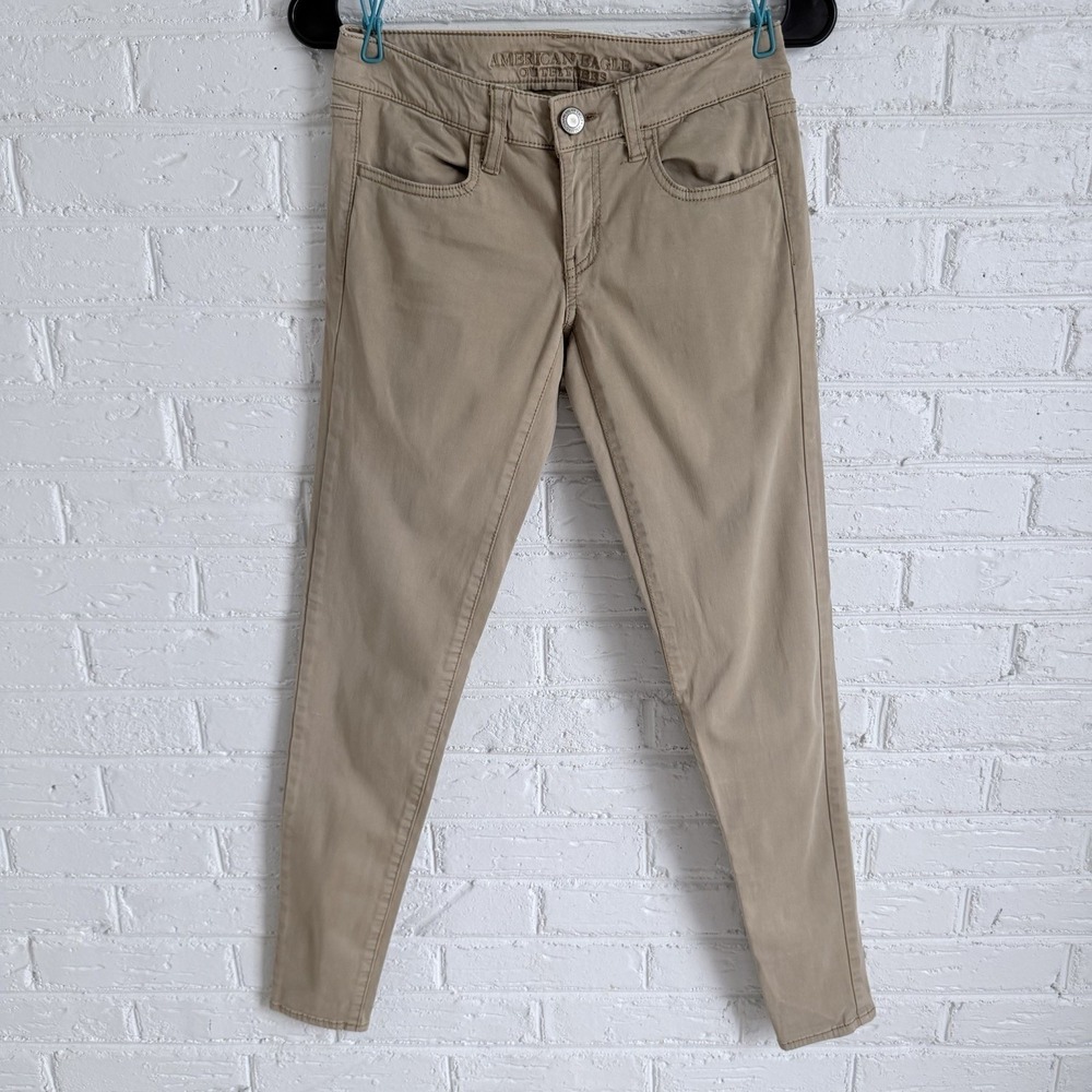 American Eagle Outfitters Women's Khaki Super Stretch Jeggings Size 00‎ Regular